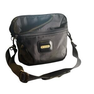 Vintage Samsonite Black Travel Shoulder Bag with Adjustable Strap and Feet